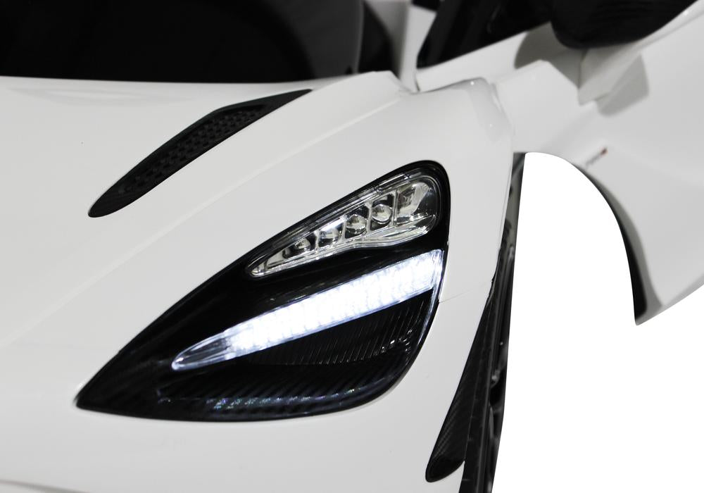 Licensed Metallic Mclaren Kids Car with Bluetooth and Parental Remote 12V | White