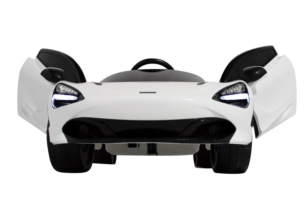 Licensed Metallic Mclaren Kids Car with Bluetooth and Parental Remote 12V | White