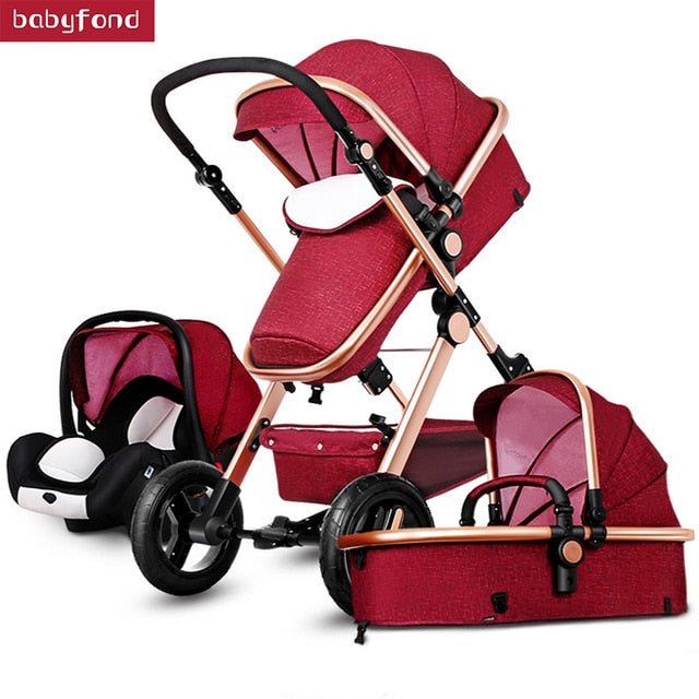 Newborn Baby Stroller 3 in1 High Landscape Carriage Luxury Travel Pram Basket quality Stroller bebe Car seat Hot Sale EU no tax
