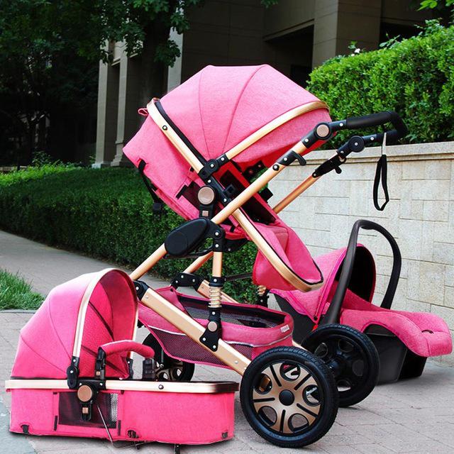 Newborn Baby Stroller 3 in1 High Landscape Carriage Luxury Travel Pram Basket quality Stroller bebe Car seat Hot Sale EU no tax