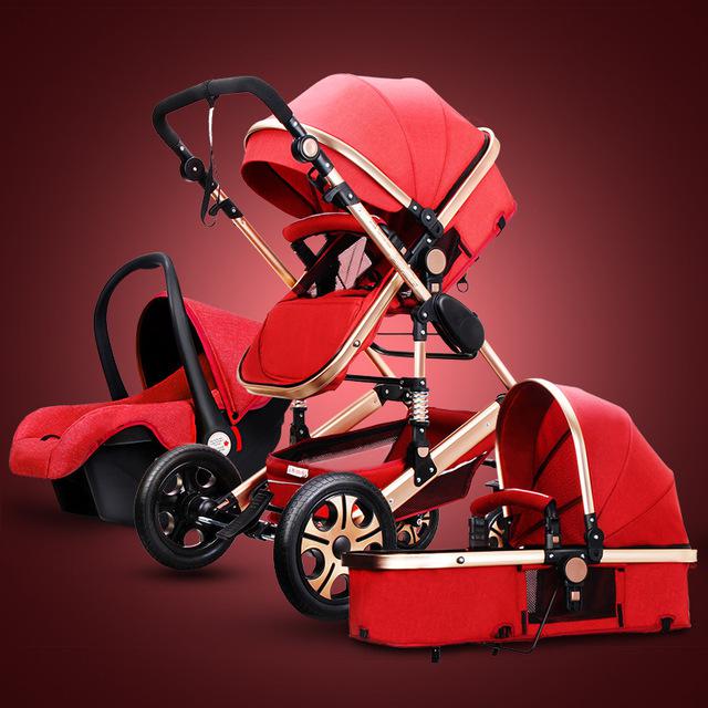 Newborn Baby Stroller 3 in1 High Landscape Carriage Luxury Travel Pram Basket quality Stroller bebe Car seat Hot Sale EU no tax