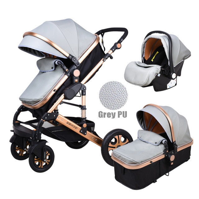 Newborn Baby Stroller 3 in1 High Landscape Carriage Luxury Travel Pram Basket quality Stroller bebe Car seat Hot Sale EU no tax