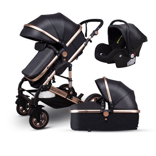 Newborn Baby Stroller 3 in1 High Landscape Carriage Luxury Travel Pram Basket quality Stroller bebe Car seat Hot Sale EU no tax