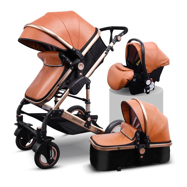 Newborn Baby Stroller 3 in1 High Landscape Carriage Luxury Travel Pram Basket quality Stroller bebe Car seat Hot Sale EU no tax
