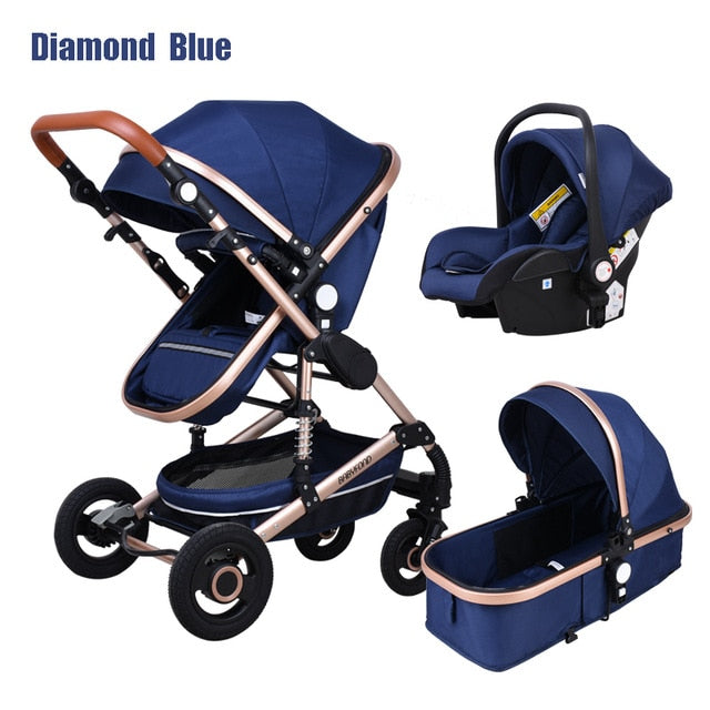 Newborn Baby Stroller 3 in1 High Landscape Carriage Luxury Travel Pram Basket quality Stroller bebe Car seat Hot Sale EU no tax