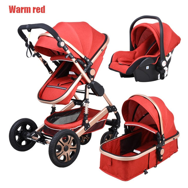 Newborn Baby Stroller 3 in1 High Landscape Carriage Luxury Travel Pram Basket quality Stroller bebe Car seat Hot Sale EU no tax