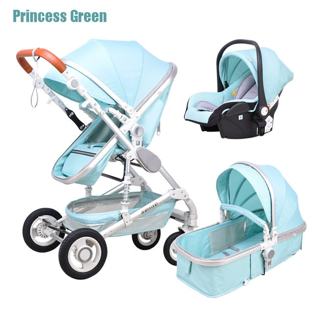 Newborn Baby Stroller 3 in1 High Landscape Carriage Luxury Travel Pram Basket quality Stroller bebe Car seat Hot Sale EU no tax