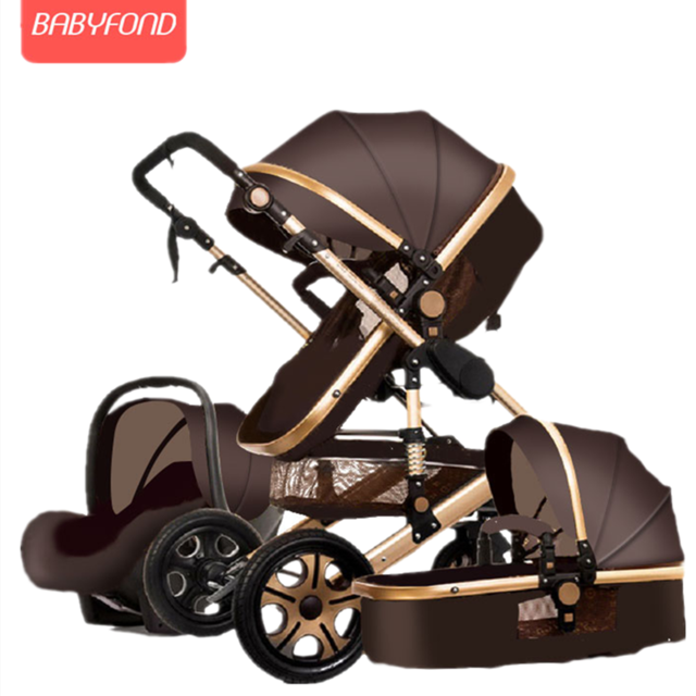 Newborn Baby Stroller 3 in1 High Landscape Carriage Luxury Travel Pram Basket quality Stroller bebe Car seat Hot Sale EU no tax