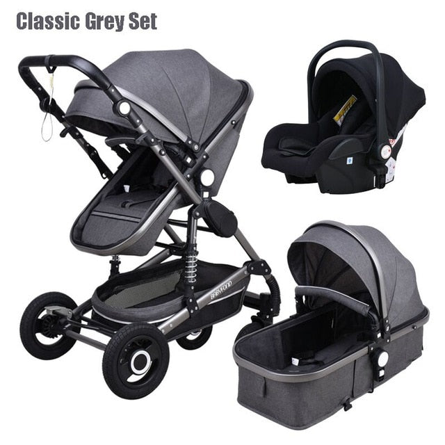 Newborn Baby Stroller 3 in1 High Landscape Carriage Luxury Travel Pram Basket quality Stroller bebe Car seat Hot Sale EU no tax