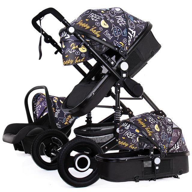 Newborn Baby Stroller 3 in1 High Landscape Carriage Luxury Travel Pram Basket quality Stroller bebe Car seat Hot Sale EU no tax