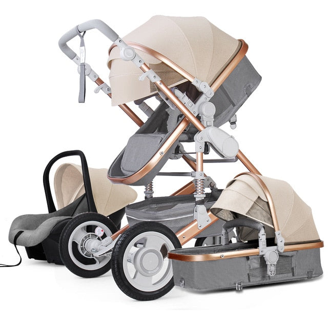 Newborn Baby Stroller 3 in1 High Landscape Carriage Luxury Travel Pram Basket quality Stroller bebe Car seat Hot Sale EU no tax