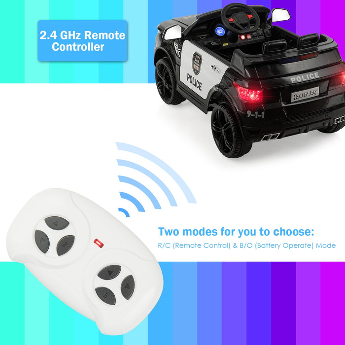 Kids 12V Electric Ride On Car w/Remote Control Bluetooth Lights/Sounds Black