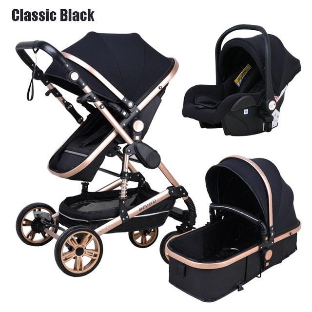 Newborn Baby Stroller 3 in1 High Landscape Carriage Luxury Travel Pram Basket quality Stroller bebe Car seat Hot Sale EU no tax