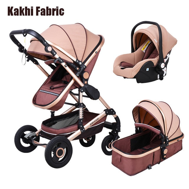 Luxury Baby Stroller 3 in 1 Travel Baby Carriage Portable Folding Prams  Aluminum Frame High Landscape Car for Newborn Babyboomer