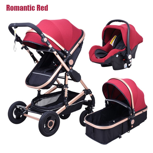 Newborn Baby Stroller 3 in1 High Landscape Carriage Luxury Travel Pram Basket quality Stroller bebe Car seat Hot Sale EU no tax