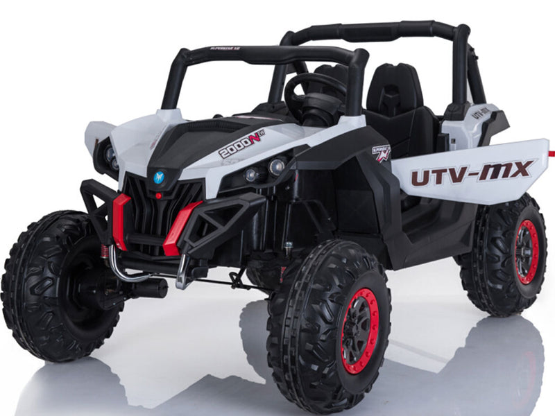 UTV MX 4x4 All Wheels drive 12V Kids Electric Ride On Car White